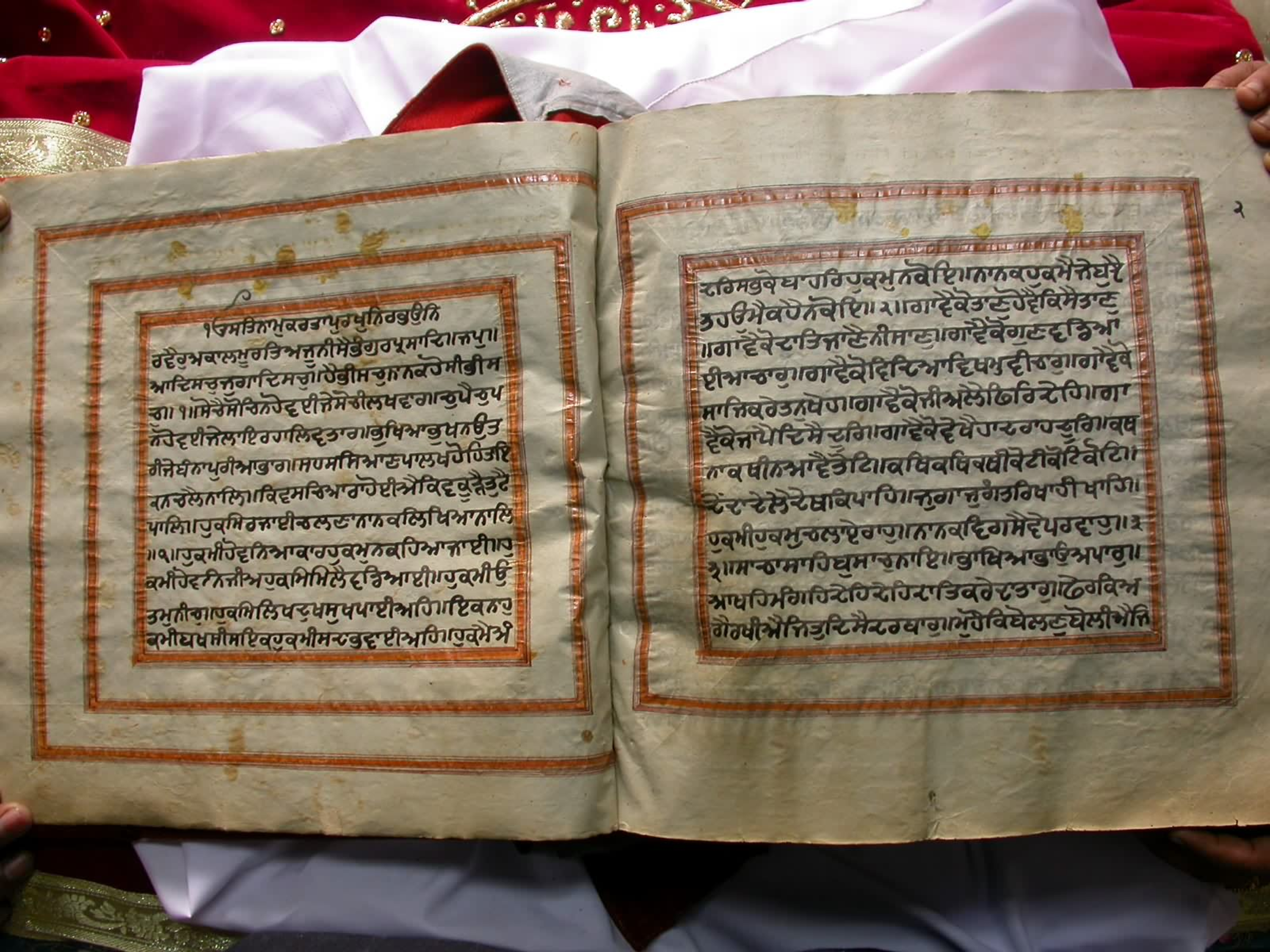 Two manuscript leaves with continuous Gurmukhi text